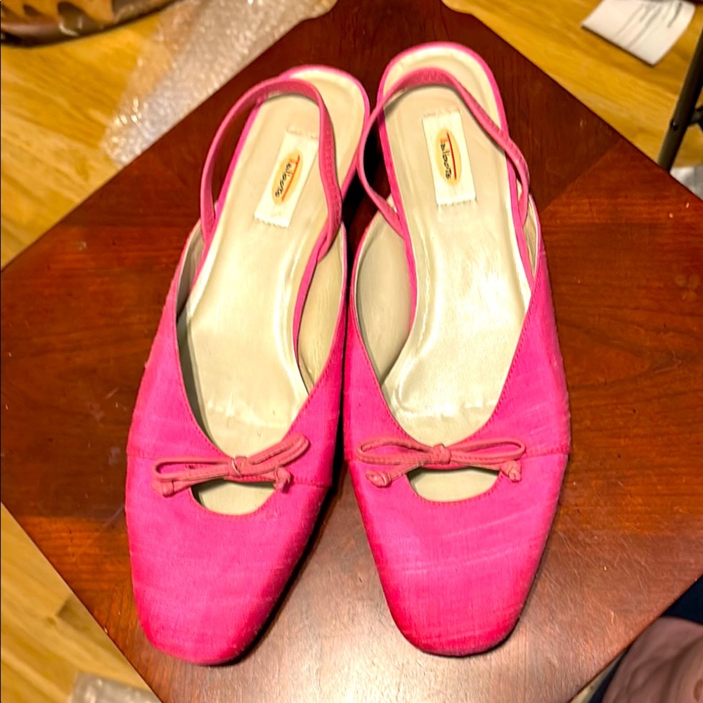 Talbots Fuchsia Silk Slingback Heels